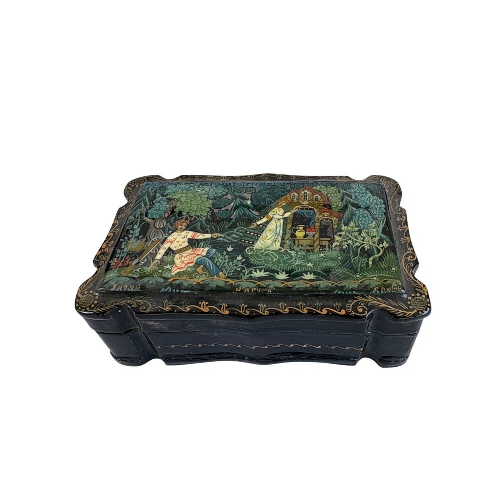 Vintage Signed Russian Kholui Lacquer Box Marusya Serov Hand Painted